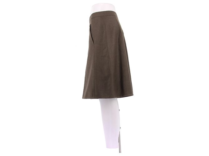 Falda midi de lana caqui Chloé - vista 4