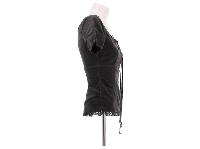 Top de algodón marrón Miu Miu Castaño - vista 3