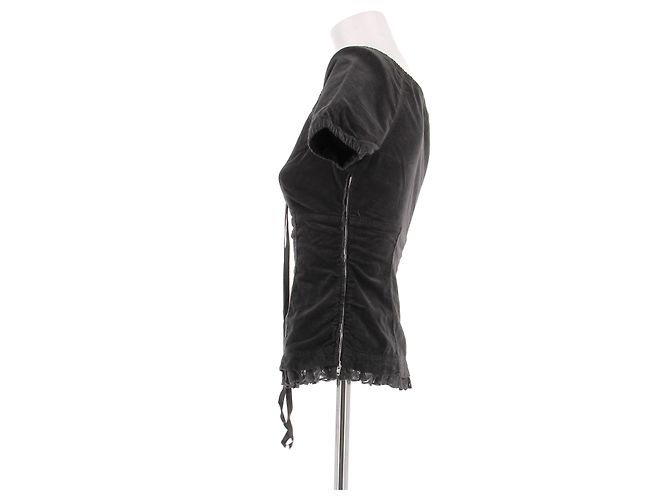 Top de algodón marrón Miu Miu Castaño - vista 4