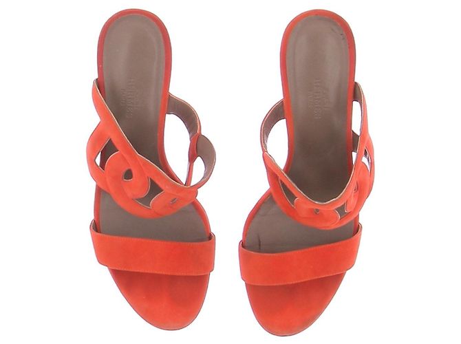 Sandali Hermès Lipari 70 Arancione Scamosciato - vista 4