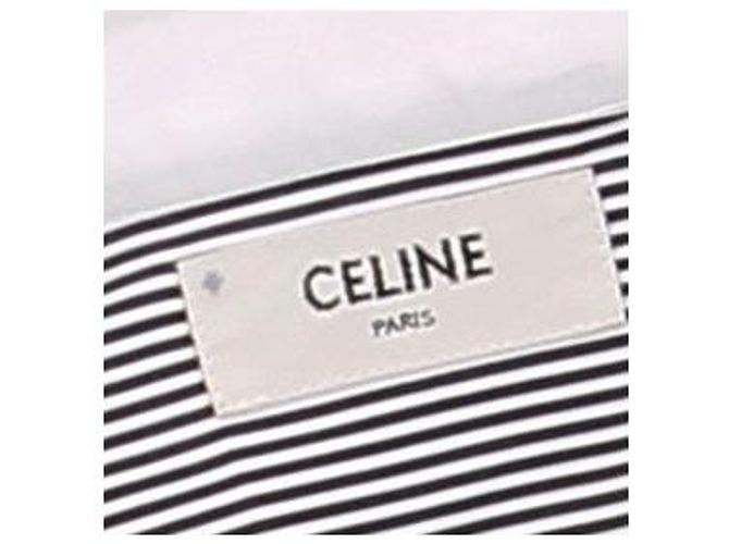 Céline Camisa riscada branca e preta Branco - vista 5