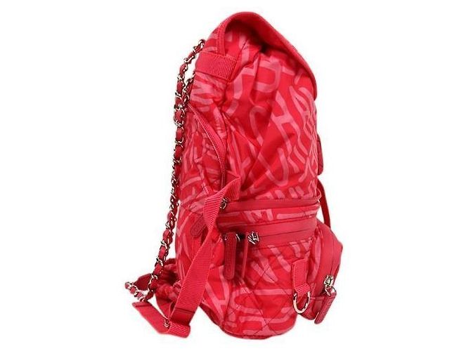Chanel Zaino Coconehju in nylon rosso - vista 2