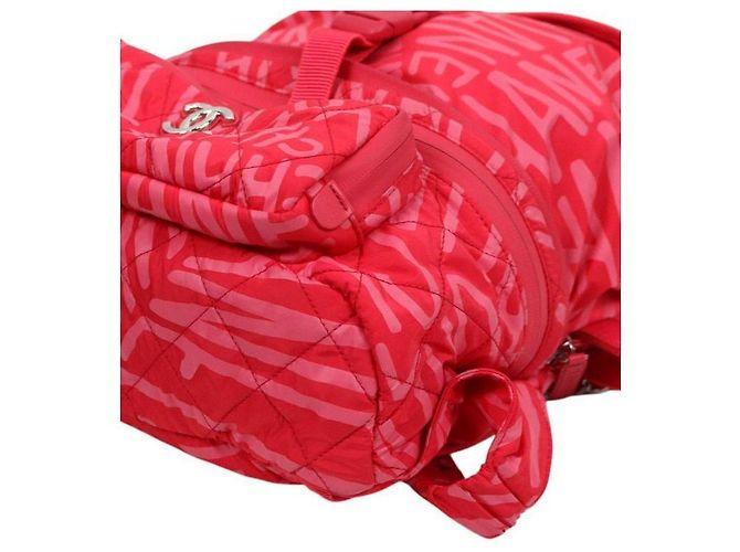 Chanel Zaino Coconehju in nylon rosso - vista 6