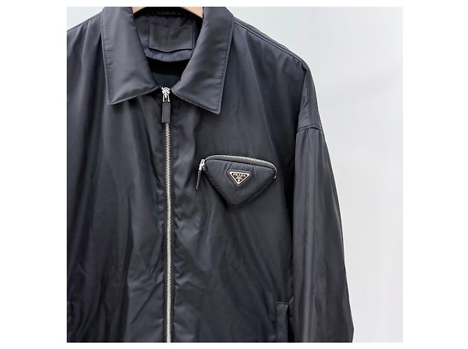 Prada Triangle Logo Pocket Nylon Jacket Black - view 2