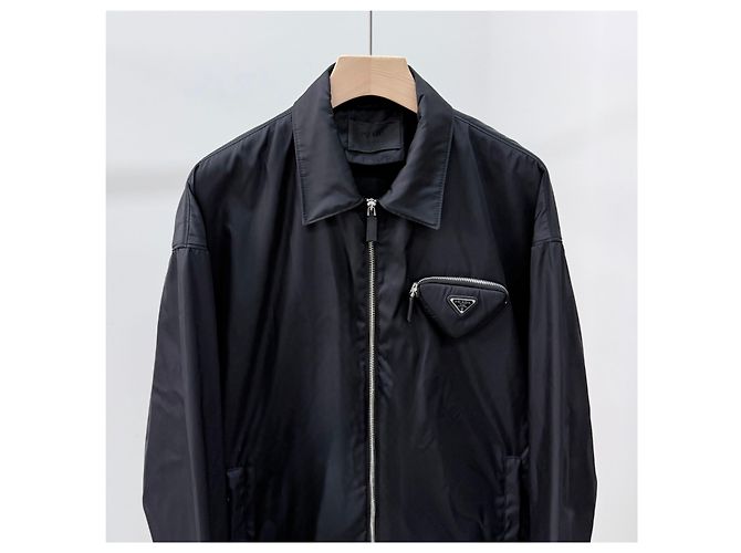 Prada Triangle Logo Pocket Nylon Jacket Black - view 3