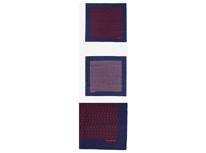 Fazzoletto da taschino Hermès Gordon Rosso Blu Navy Seta - vista 2