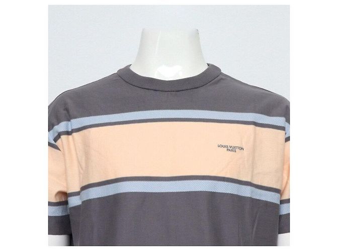Louis Vuitton Grau gestreiftes Kurzarm-T-Shirt für Herren Braun - Ansicht 2