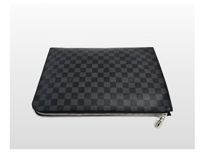 Louis Vuitton Pochette GM Clutch in Canvas Damier Nero - vista 11