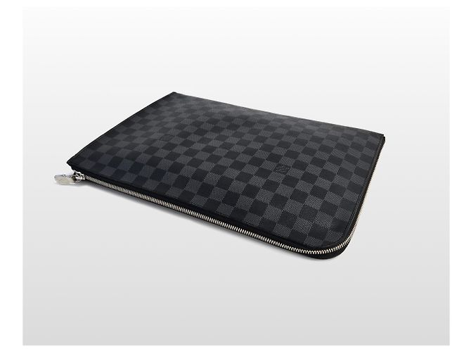 Louis Vuitton Pochette GM Clutch in Canvas Damier Nero - vista 12