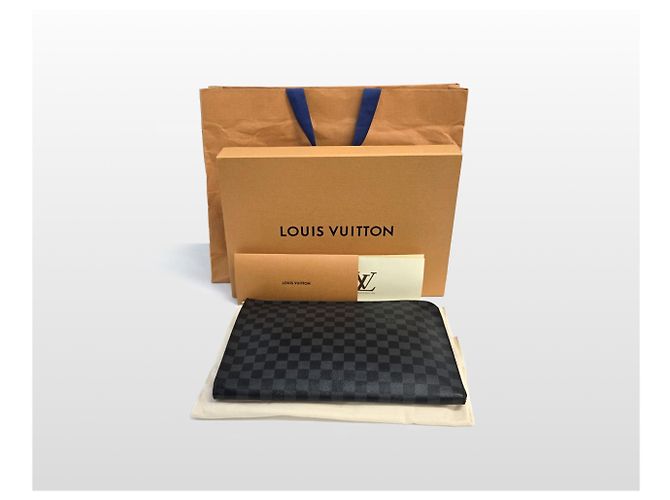 Louis Vuitton Pochette GM Clutch in Canvas Damier Nero - vista 7