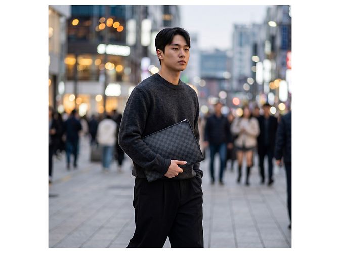 Louis Vuitton Pochette GM Clutch in Canvas Damier Nero - vista 8