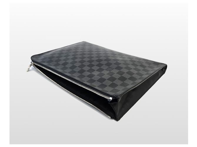 Louis Vuitton Pochette GM Clutch in Canvas Damier Nero - vista 9