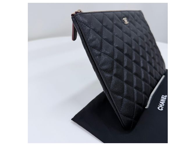 Chanel Clutch Classic Caviar Logo CC Black Series Nero - vista 3