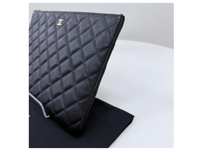 Chanel Clutch Classic Caviar Logo CC Black Series Nero - vista 4