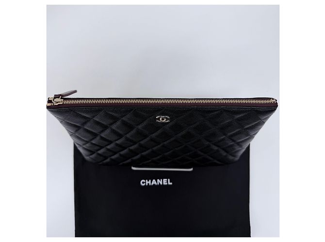 Chanel Clutch Classic Caviar Logo CC Black Series Nero - vista 5