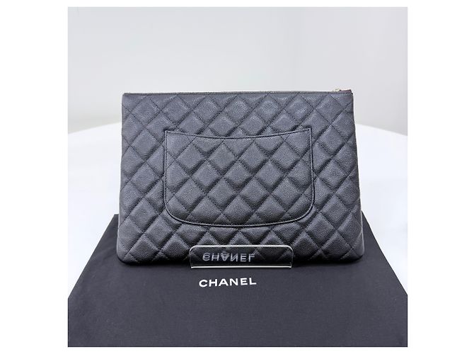 Chanel Clutch Classic Caviar Logo CC Black Series Nero - vista 8