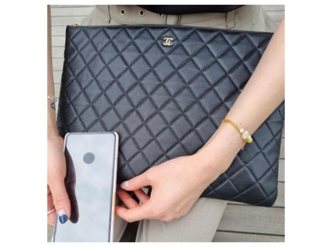 Chanel Clutch Classic Caviar Logo CC Black Series Nero - vista 9