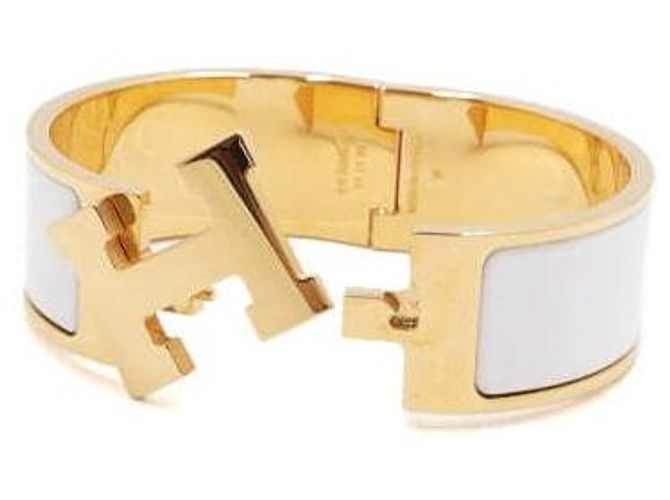 Hermès Bracciale Largo CLIC Clac Oro GM D'oro - vista 4