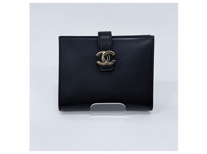 Chanel Portacarte a soffietto con logo dorato Nero - vista 2