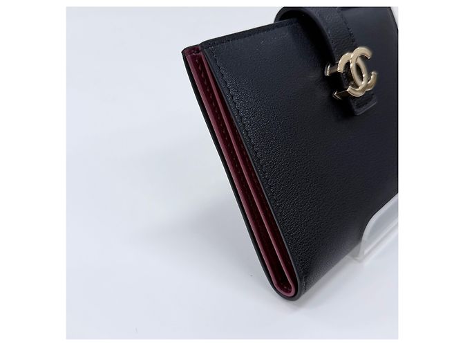 Chanel Portacarte a soffietto con logo dorato Nero - vista 3