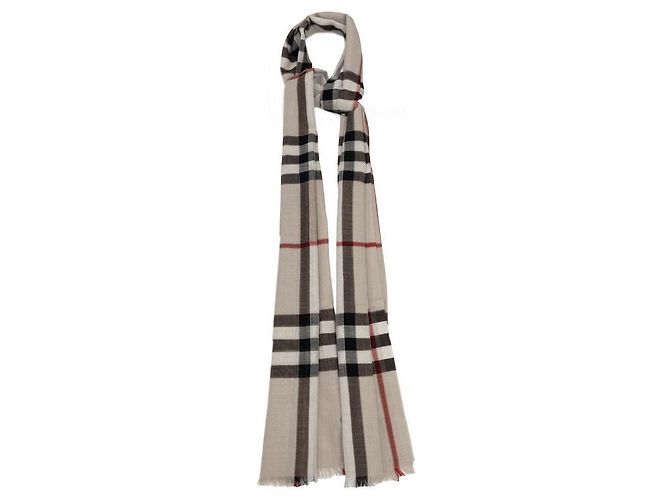 Burberry Cachecol de lã e seda xadrez Bege claro - vista 10