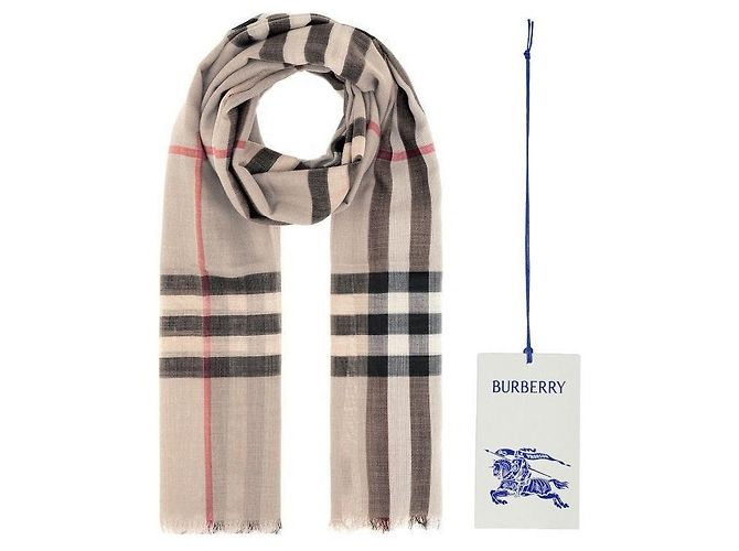 Burberry Cachecol de lã e seda xadrez Bege claro - vista 16