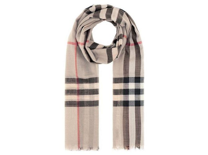 Burberry Cachecol de lã e seda xadrez Bege claro - vista 6