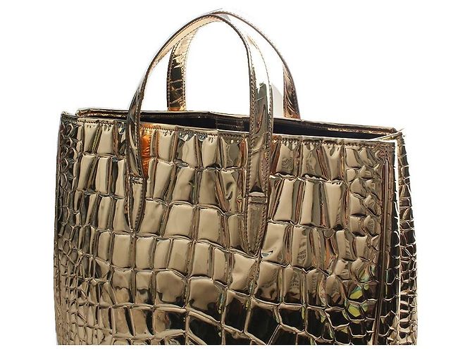 Saint Laurent Große Tote Bag mit goldenem Wani-Spiegelmuster - Ansicht 6