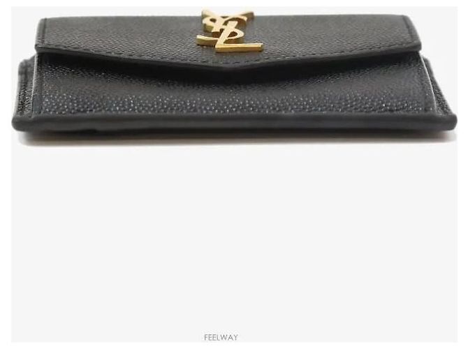 Saint Laurent Uptown Monogram Kartenetui Schwarz mit goldfarbener Hardware - Ansicht 4