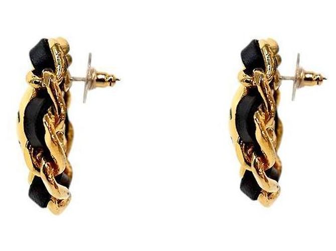 Chanel Runde CC Gold Ohrringe Schwarz - Ansicht 2