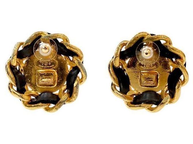 Chanel Runde CC Gold Ohrringe Schwarz - Ansicht 3