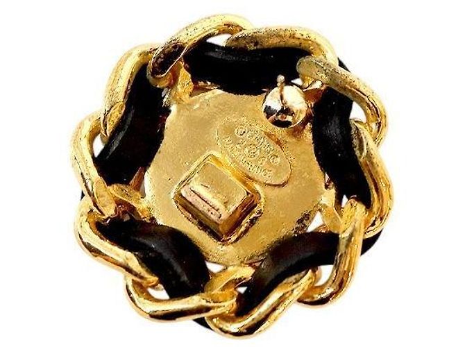Chanel Runde CC Gold Ohrringe Schwarz - Ansicht 4
