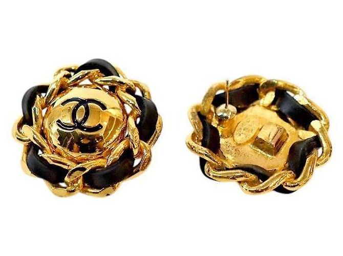 Chanel Runde CC Gold Ohrringe Schwarz - Ansicht 5