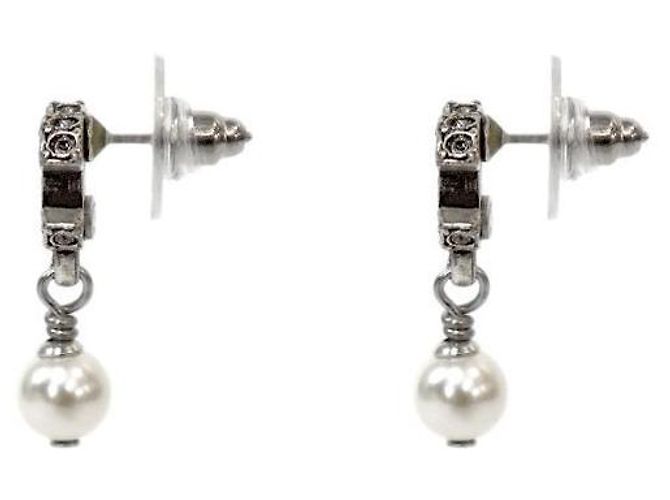 Chanel Silberohrringe mit Perle und Zirkonia - Ansicht 2