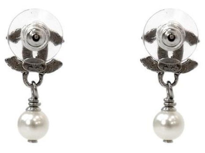 Chanel Silberohrringe mit Perle und Zirkonia - Ansicht 3