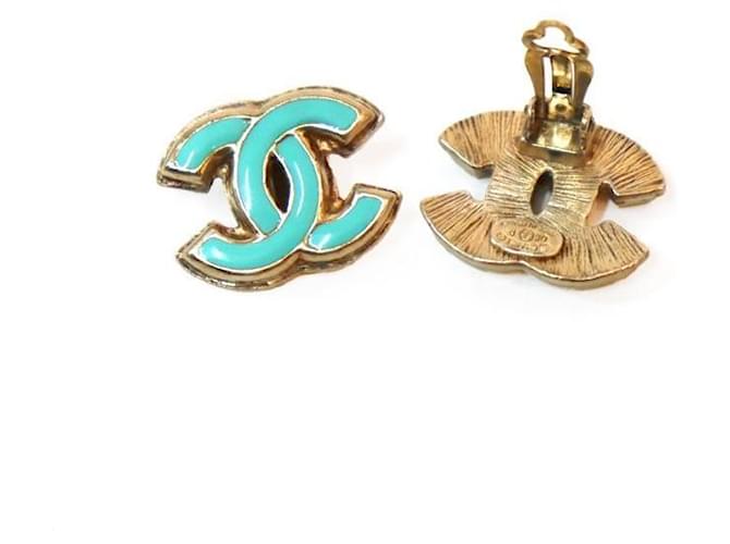 Orecchini Chanel Mint CC Oro Verde - vista 4