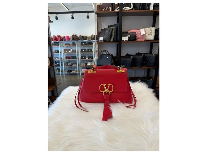Valentino Borsa Logo con manico superiore rossa Rosso - vista 4