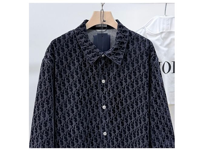 Dior Giacca camicia in denim e velluto Oblique Nero - vista 2