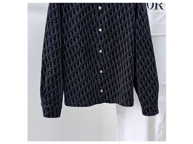 Dior Giacca camicia in denim e velluto Oblique Nero - vista 3