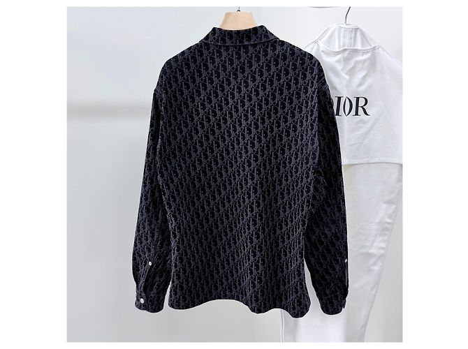 Dior Giacca camicia in denim e velluto Oblique Nero - vista 4