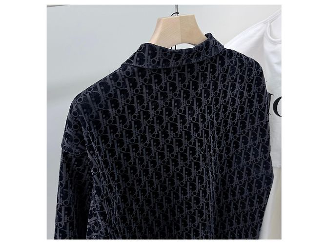 Dior Giacca camicia in denim e velluto Oblique Nero - vista 5