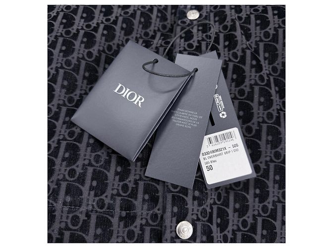 Dior Giacca camicia in denim e velluto Oblique Nero - vista 7