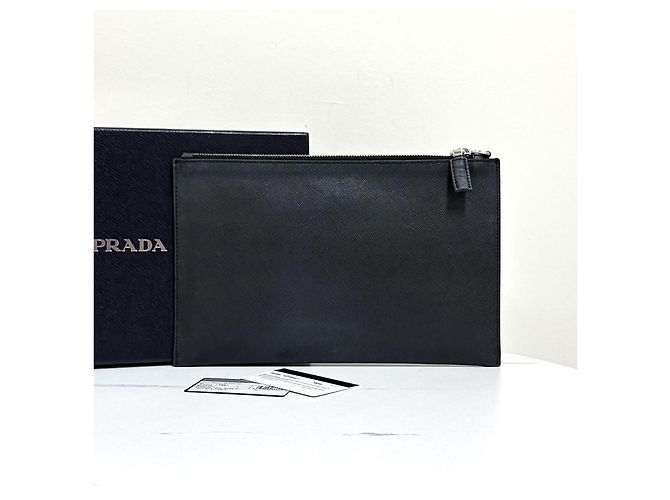 Prada Pochette Saffiano avec logo triangle Noir - vue 4