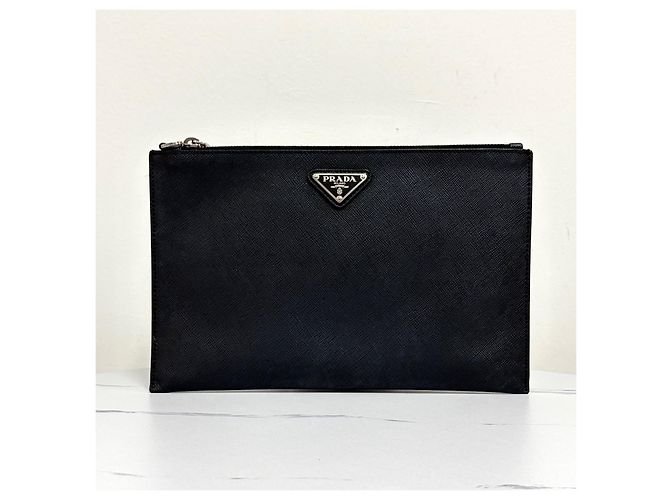 Prada Pochette Saffiano avec logo triangle Noir - vue 5