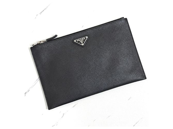 Prada Pochette Saffiano avec logo triangle Noir - vue 6
