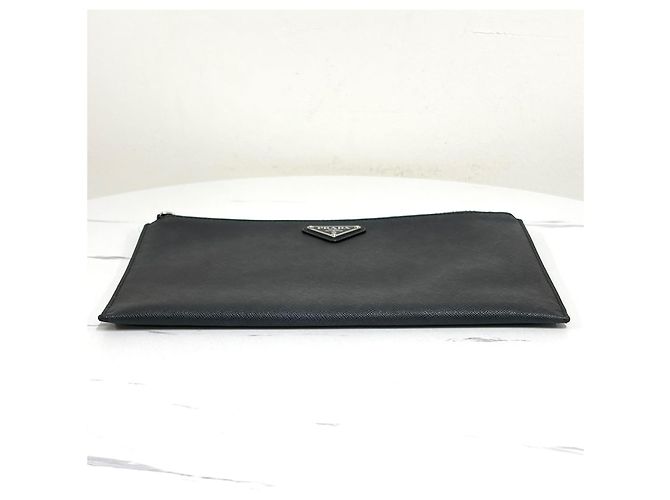 Prada Pochette Saffiano avec logo triangle Noir - vue 8