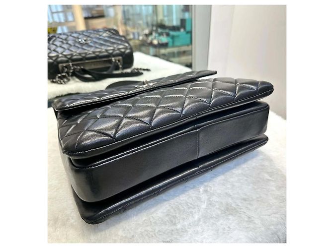 Chanel Lambskin Trendy CC Large Black Silver Nero - vista 3
