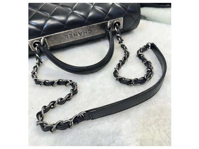 Chanel Lambskin Trendy CC Large Black Silver Nero - vista 5