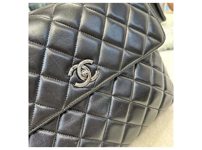 Chanel Lambskin Trendy CC Large Black Silver Nero - vista 6