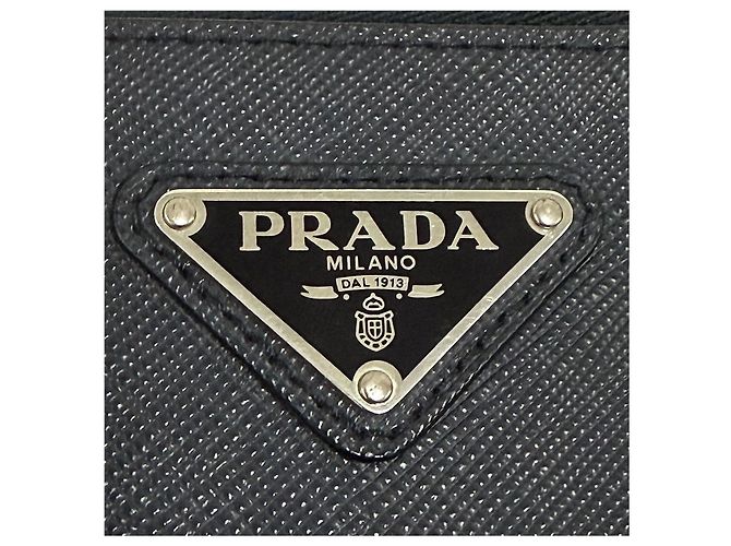 Prada Pochette Saffiano avec logo triangle Navy Bleu - vue 6